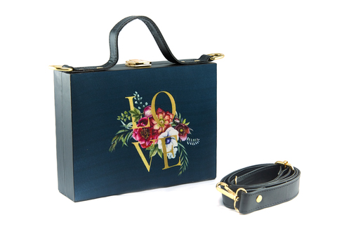 Love And Floral Graphic Design Mdf - Color: Blue