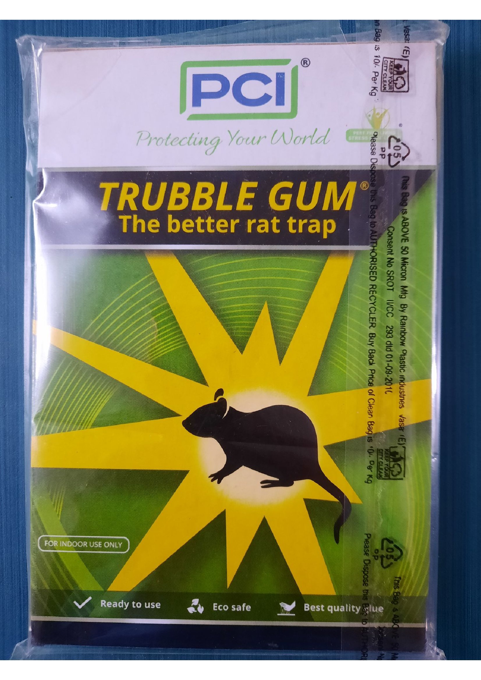 Glue Trap Pci - Pp + Glue, 33.5 X 10.8 Cm, Green, 70g With 20g Glue Weight | Rat & Mouse Control, Suitable For Domestic & Industrial Use