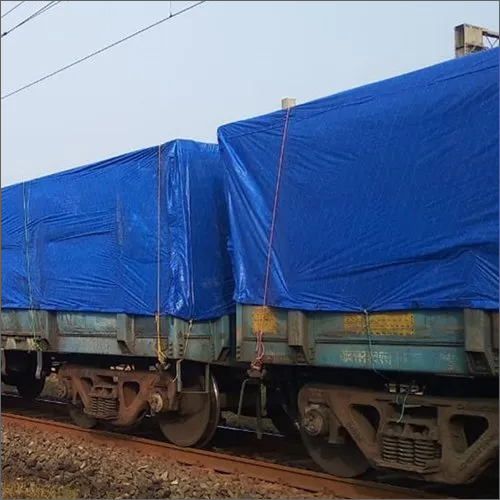 Railway Tarpaulin Wagon Cover - HDPE, 44x20 Feet , Waterproof, Blue Plain Design, Durable Protection Against Climatic Factors