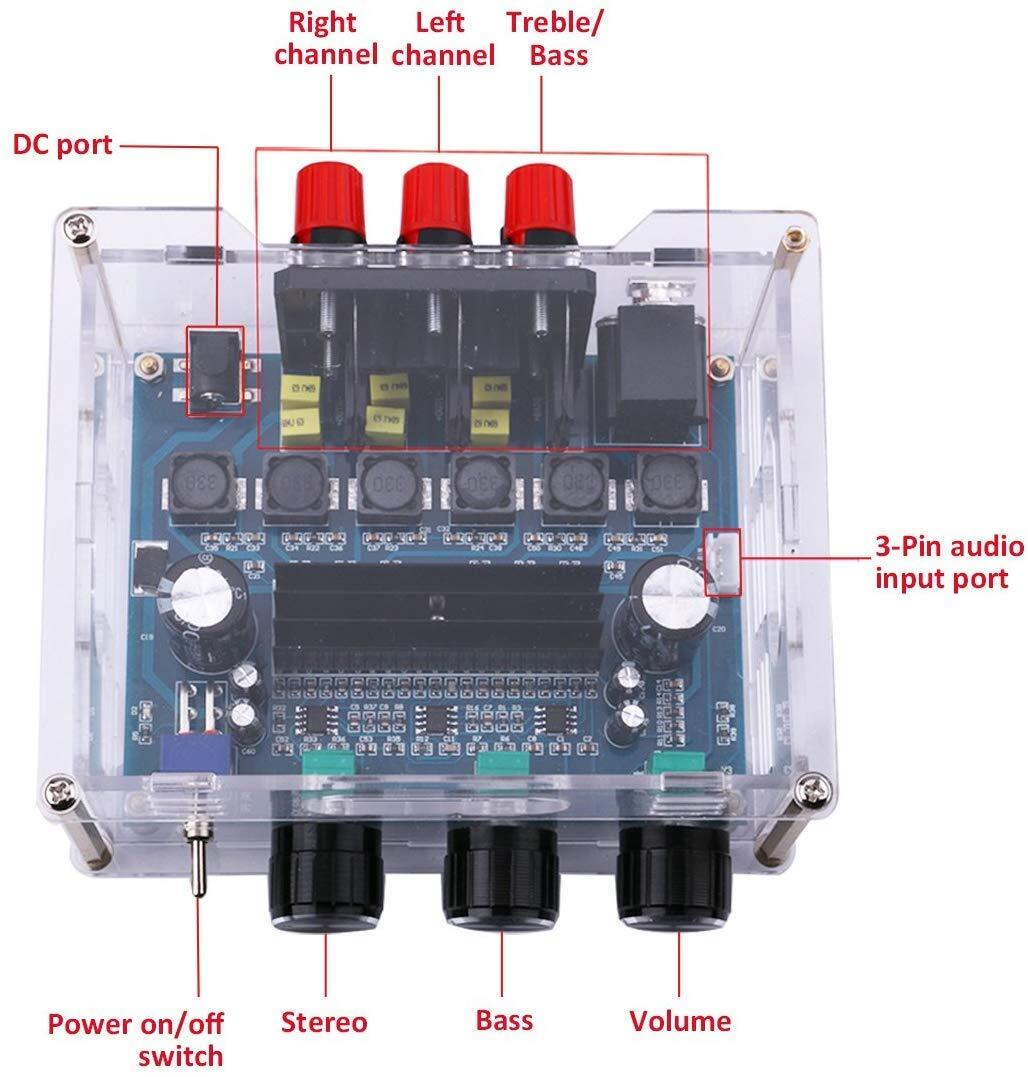2 Point 1 Channel Audio Stereo Amplifier Subwoofer Board 2x50w 1x100w Sub Output Super Bass Power Amplifier Module With Case