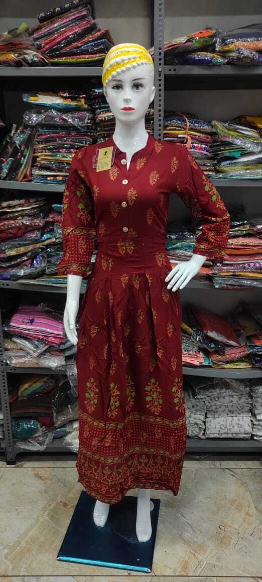 Kurti Rayon - Cotton-rayon Crepe, Sizes M-l-xl-xxl Mix | Casual Ethnic Wear, Breathable & Washable, All-season Printed Design