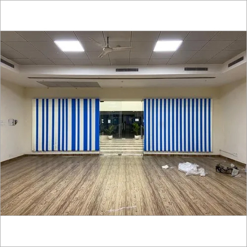 Vertical Roller Blind - Plastic Material , Vertical Pattern, Blue & White Color, Easily Assembled For Window Installation