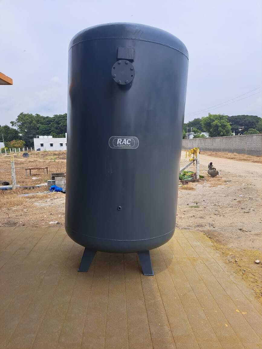 Vertical Air Receiver Tank - Mild Steel, Electric Power Source, New Industrial Usage, Blue Color