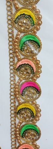 Fancy Hend Lace - Organza, 18 Mtr Length x 465 Mm Width | Embroidered, One-Sided, Available in All Colors, Size 55