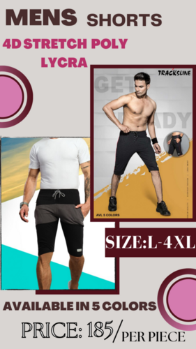 MEN'S SHORTS - 220 GSM , Sizes L - 4XL, 5 Color Options Available, Plain Pattern, Ideal for Everyday Wear