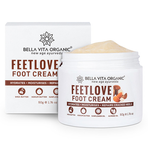 Bella Vita Organic Feet Love Foot Cream - Shea Butter, 85g, Off White | Heals Cracked Feet, Deep Moisturizing & Nourishing for Soft, Smooth Feet