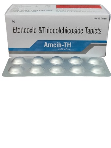 Etoricoxib and Thiocolchicoside (Amcib-TH Tab) - White Tablets, Round Shape, 10 Count | Arthritis Treatment, Pain Relief, Fast Acting, Inflammation Reduction
