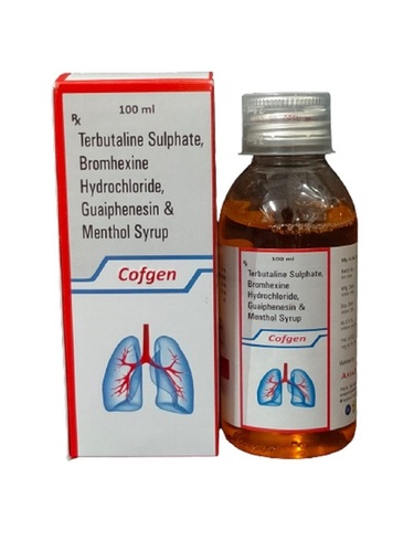 Bromhexine-Terbutaline-Guaiphenesin-Menthol (Cofgen Syp) - Expectorant Syrup for Asthma and COPD | Active Ingredients: Bromhexine, Guaiphenesin, Menthol, Terbutaline