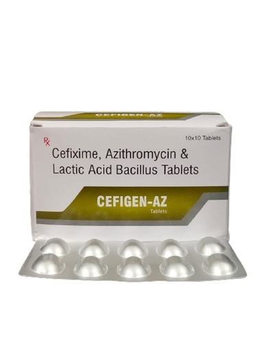 Cefigen-AZ Tab - Cefixime + Azithromycin + Lactobacillus | Cure Bacterial Infections, Treats Diarrhoea, Dysentery, Respiratory Infections, Typhoid Fever