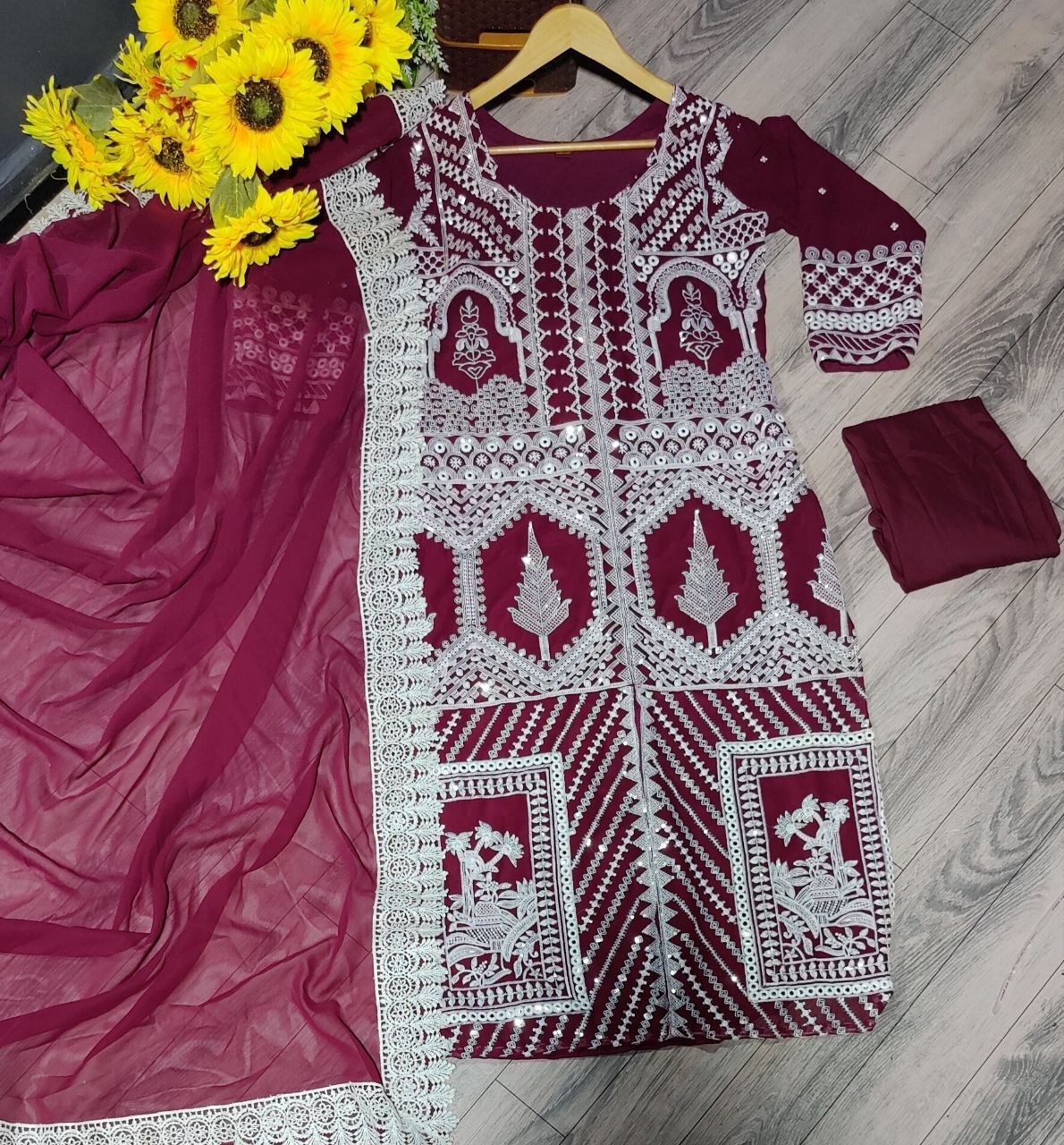 Georgette Ladies Embrodery Work Lehenga Set