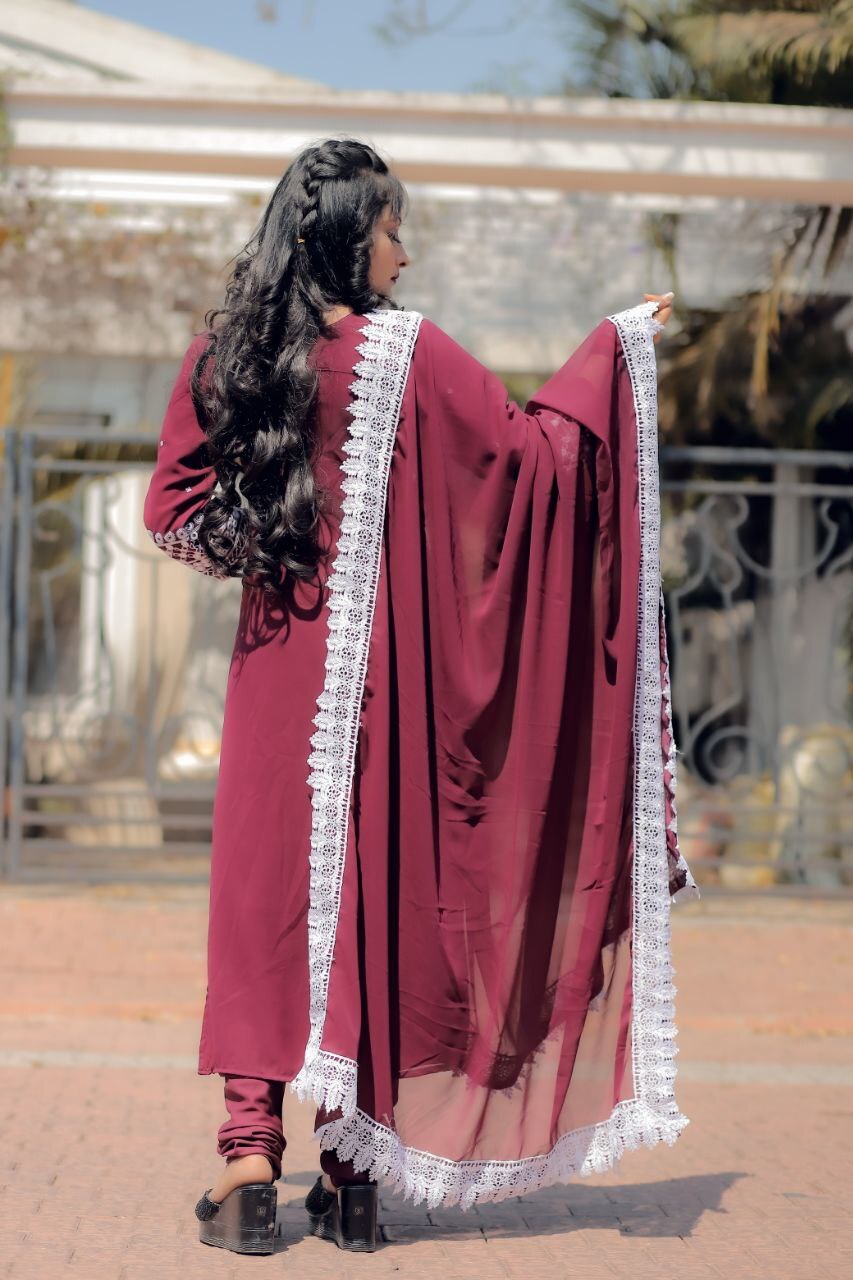Georgette Ladies Embrodery Work Lehenga Set