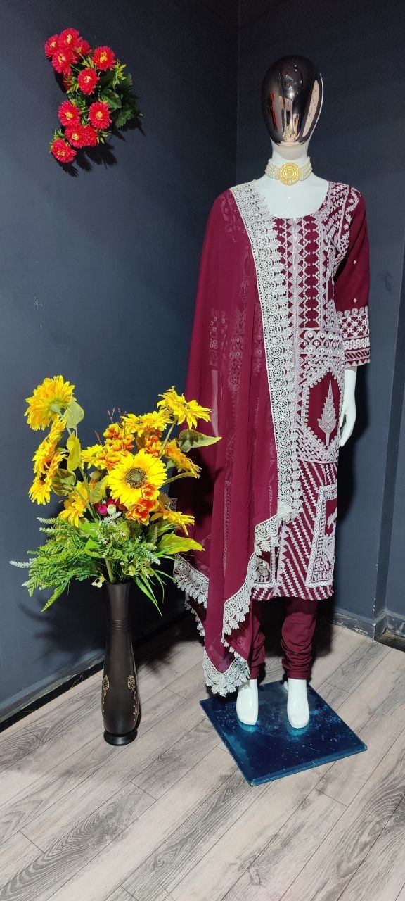 Georgette Ladies Embrodery Work Lehenga Set