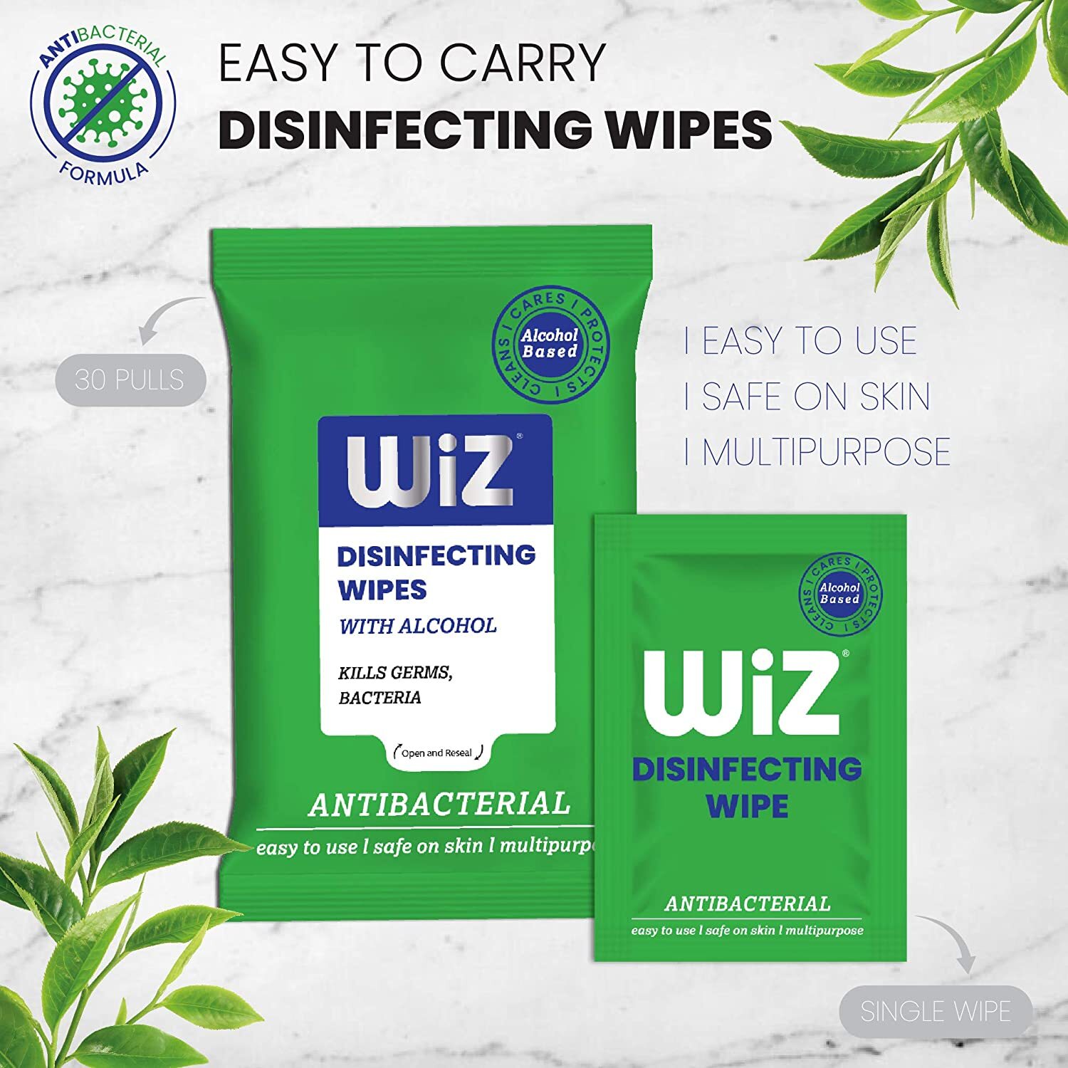 Wiz Single Alcohol Based Disinfecting Wet Wipes Age Group: Adults