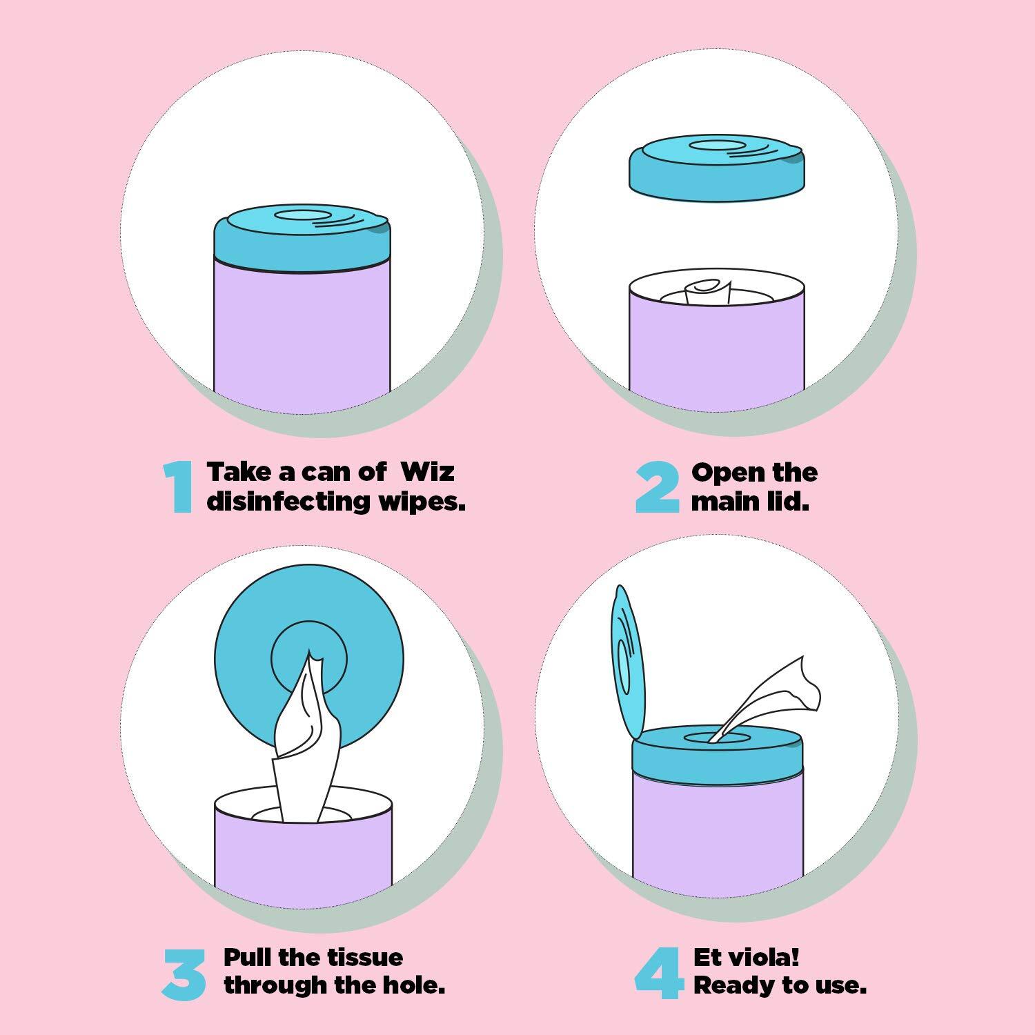 Wiz Alcohol Based Disinfecting Wet Wipes - 40 Pulls Cannister Pack | Clean, Easy To Carry & Dispose, Ideal For High Contact Surfaces