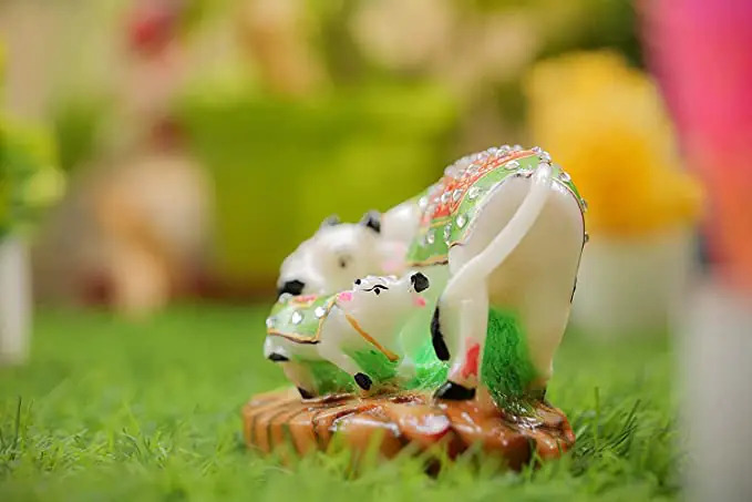 Cow And Calf Statue - Polyresin Resin Figurine, White Finishing, Traditional Indian Style, Feng Shui Decorative Item For Positive Energy