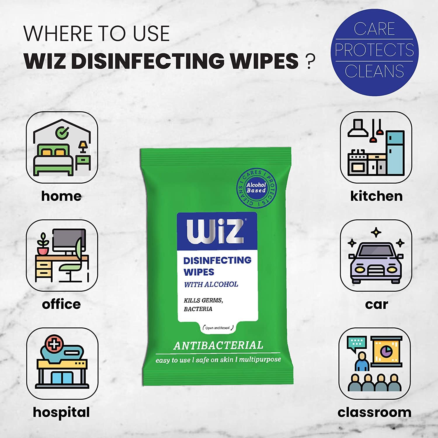 Wiz Alcohol Based Disinfecting Wet Wipes - 30pulls Age Group: Suitable For All Ages