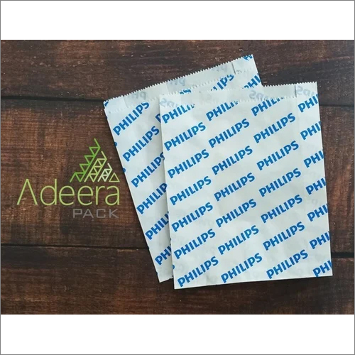 Printed V Bottom Paper Pouch - Coated Paper, Customized Size, White Color | Flexiloop Handle, Disposable, Embossed Design