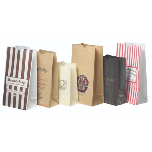 Square Bottom Bag - Coated Paper Customized Size Brown | Disposable Recyclable Embossed Surface Flexiloop Handle Designs