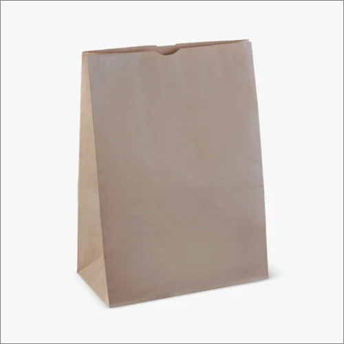 Square Bottom Bag - Coated Paper Customized Size Brown | Disposable Recyclable Embossed Surface Flexiloop Handle Designs