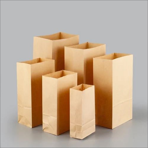 Square Bottom Bag - Coated Paper Customized Size Brown | Disposable Recyclable Embossed Surface Flexiloop Handle Designs
