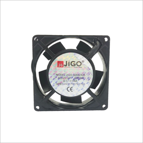 Jigo Cooling Fan - Plastic ABS 5 Blades, Black Color | 95102 CFM Airflow, 2800 RPM Speed, 50/60 Hz Frequency, Less Than 45 Db Noise