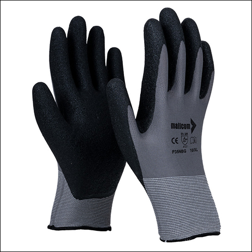 Mallcom P35nbg Grey Polyester 15 Gauge Seamless Liner Sandy Finish Nitrile Safety Gloves - Nitrile Dipped, Open Back, Ergonomic Design, Excellent Grip