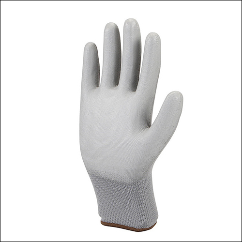 Mallcom P313g - 13 Gauge Grey Nylon Liner Dipped In Pu Coating | Seamless Design, Ergonomic Fit, Ventilated Open Back, Color Coded Sizes