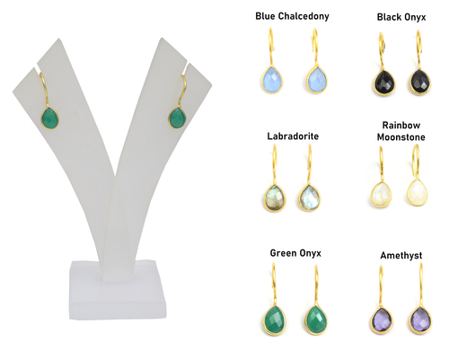 मल्टी जेमस्टोन टियर ड्रॉप शेप हूम ईयररिंग