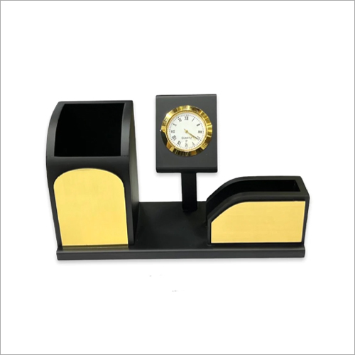 एनालॉग वॉच के साथ ब्लैक Tcf907 पेन स्टैंड