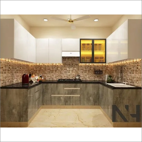 ब्राउन पीवीसी मॉड्यूलर किचन