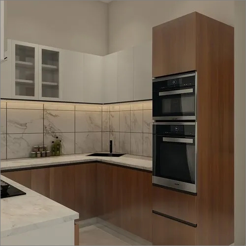 Gray Acrylic Modular Kitchen