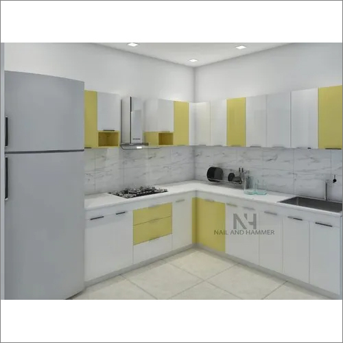 Gray Acrylic Modular Kitchen
