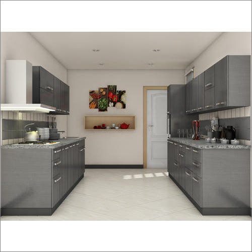 Gray Modern Modular Kitchen