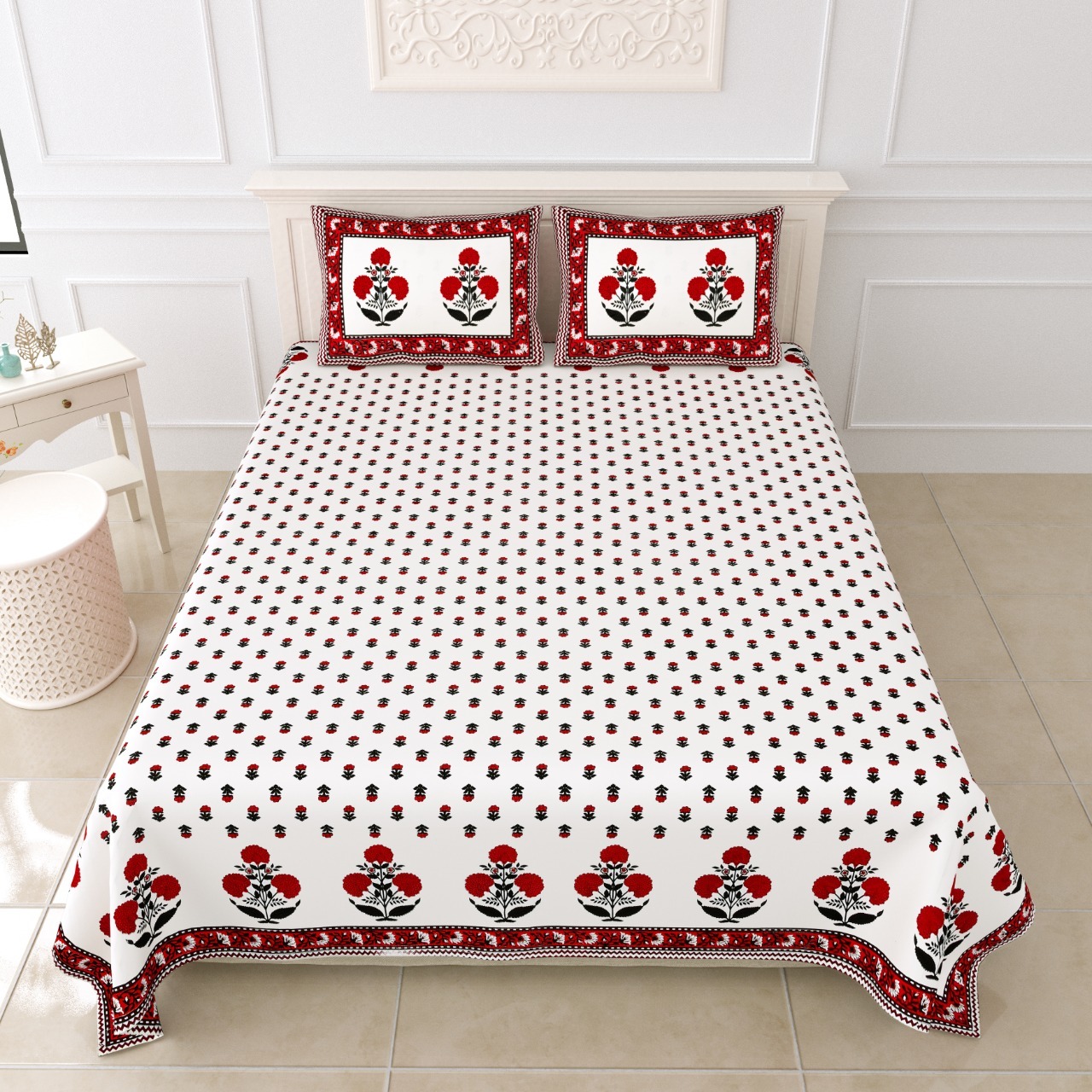 Block Style Jaipuri Bedsheet
