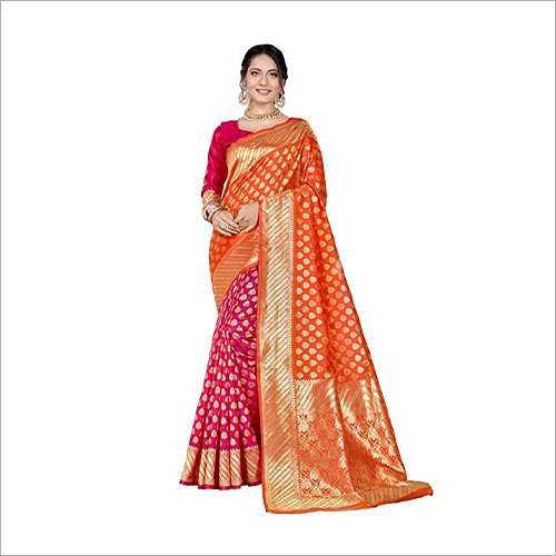 Banarasi Saree - Silk Material, Multicolor | Embroidered Pattern, Ideal for Party Wear Across All Seasons: Rainy, Summer, Winter