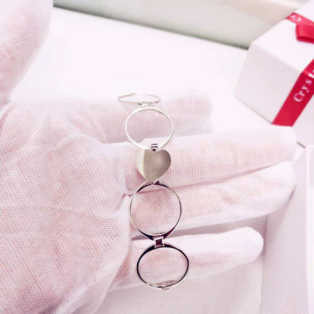Silver 2 In 1 Retractable Heart Ring Bracelet - Alloy One Size | Foldable Design Dual Functionality For Elegant Gift-giving And Love Expression