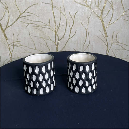 Decorative Black Ceramic Dotted Vase - Ceramic, Water Resistant, Black And White, Painted Technique | Indian Style Home Decoration