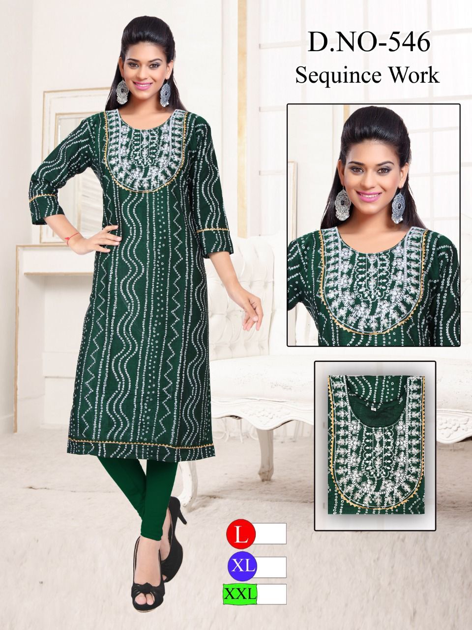 Kurtis Collection - Two Tone Cotton Straight Cut Kurtis With Bandhani Embroidery | Breathable Washable Full Sleeves Custom Size