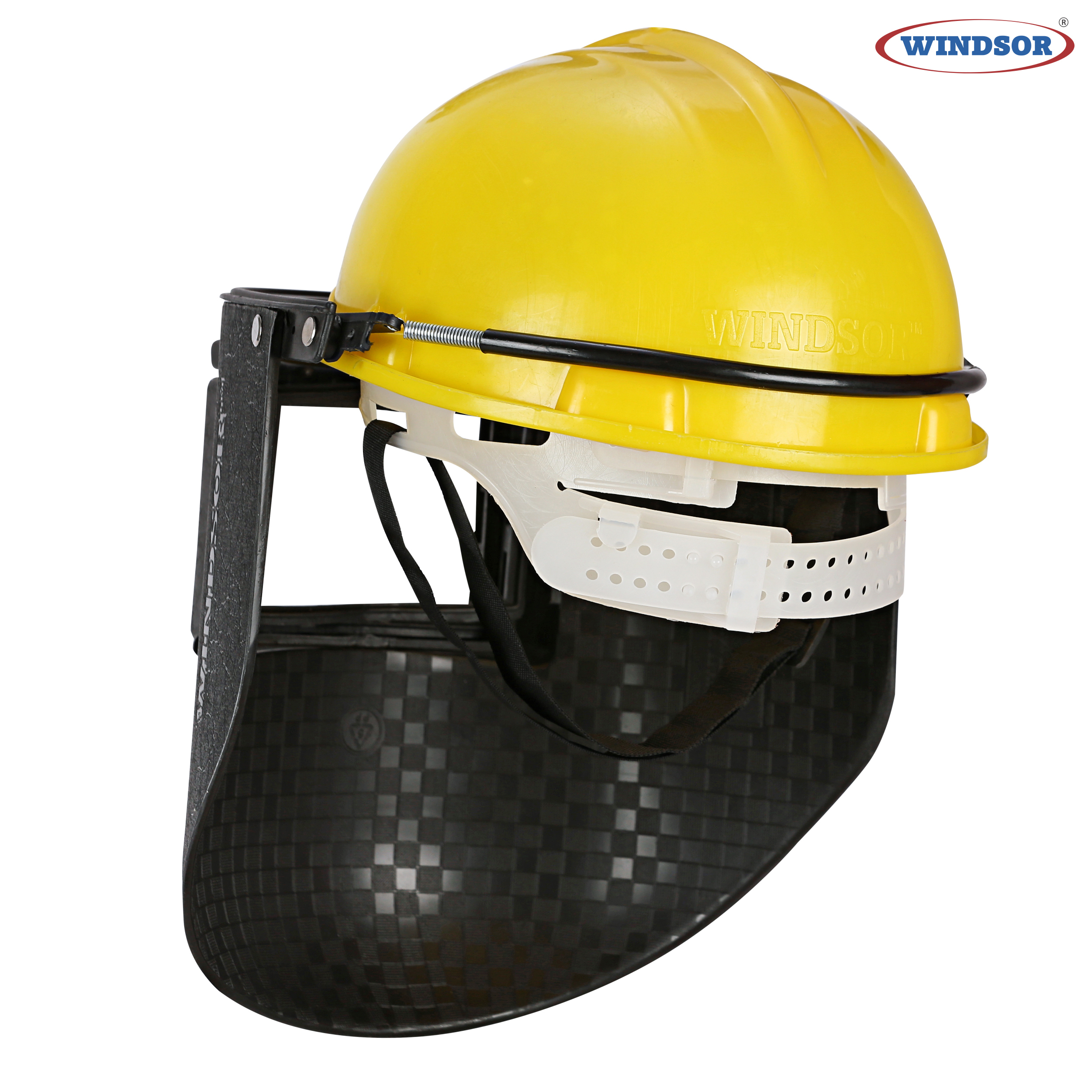 Windsor Spring Loaded Welding Shield With Ratchet Safety Helmet - Ppcp Material, 9.5x13 Inches, Black | Auto-darkening Lens, Flip-up Telescoping Lid, Adjustable Head Strap, Ventilation System