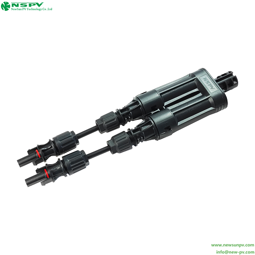 Tuv Certified Nspv 4fbcm01-15 1500vdc Solar Branch Connector With Inline Fuse Solar Fuse Branch Connector - Color: Black