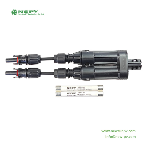 Black Nspv 4fbcm01-15 1500vdc Solar Branch Connector With Inline Fuse With Tuv Certificate