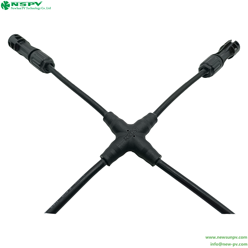 Black Cross Type Solar Branch Cable Harness With Pv Connectors