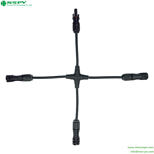 Black Cross Type Solar Branch Cable Harness With Pv Connectors