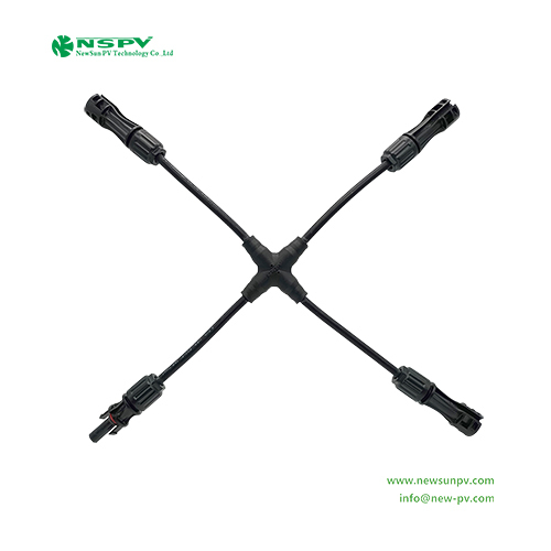 Black Cross Type Solar Branch Cable Harness With Pv Connectors