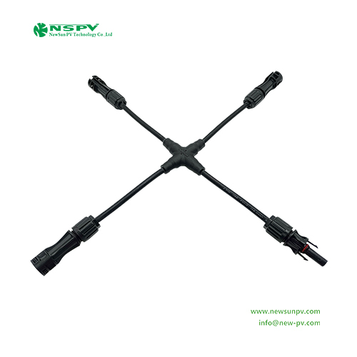Black Cross Type Solar Branch Cable Harness With Pv Connectors
