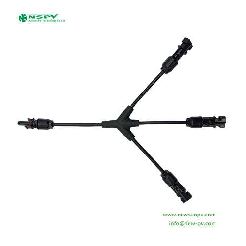 Black Solar Panel Parallel Y Type Branch Connector 3 In 1 Type For Solar Parallel Connection