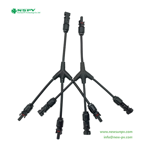 Black Solar Panel Parallel Y Type Branch Connector 3 In 1 Type For Solar Parallel Connection