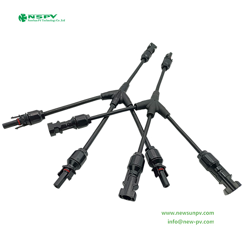 Black Solar Panel Parallel Y Type Branch Connector 3 In 1 Type For Solar Parallel Connection