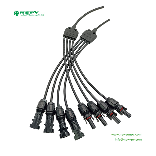 Black Nspv 4 In 1 Solar Panel Y Type Branch Connector Solar Cable Wiring Solar Harness