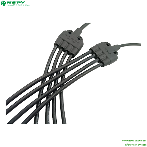 Nspv Pv Cable Assembly 4 In 1 Solar Panel Y Type Branch Connectors Solar Wiring Harness - Color: Black